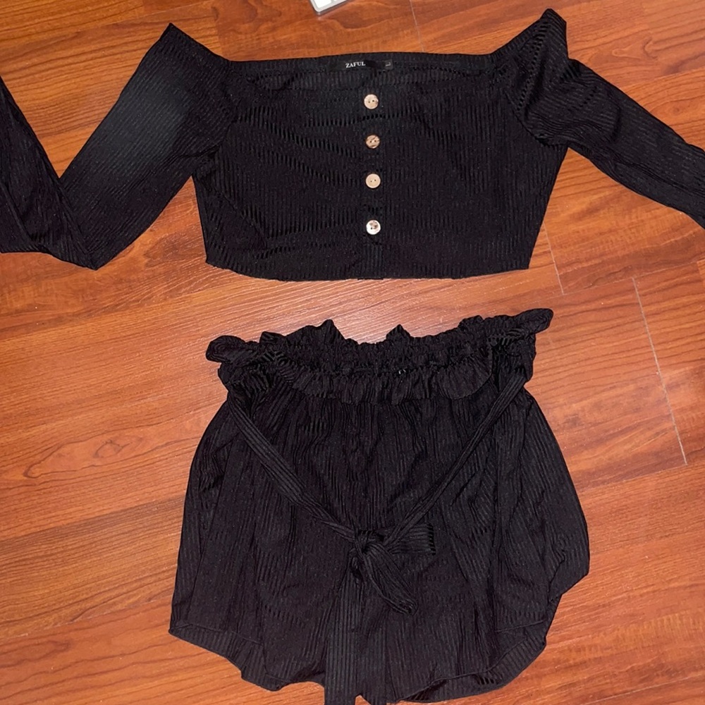 Zaful black two piece set Size L